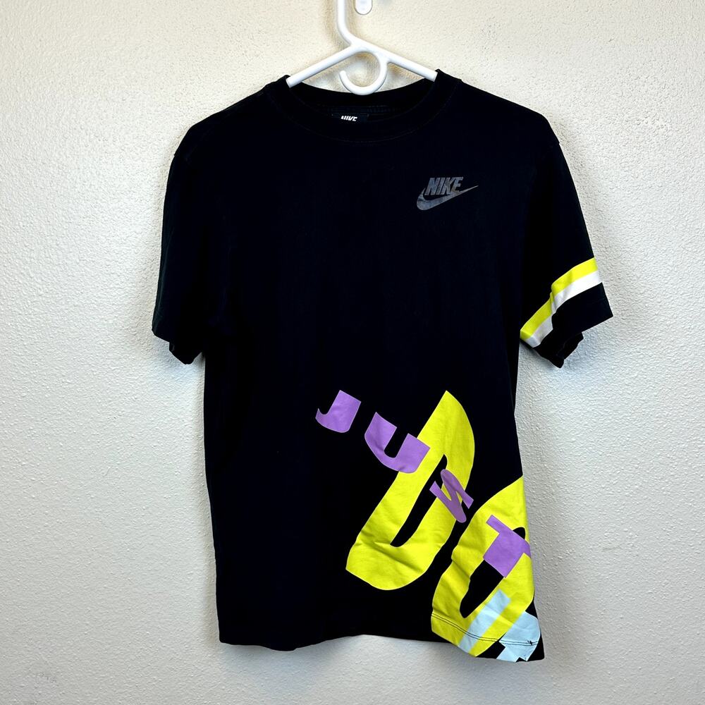 Nike Women's Just Do IT T-Shirt All Over Cotton Top Size XS Black